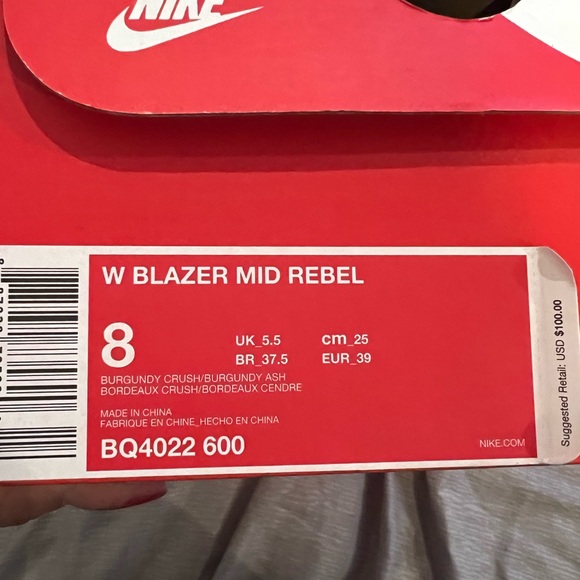 NWT Womens Nike BLAZER MID REBEL burgundy Sneaker - Size 8 - Picture 6 of 6